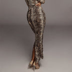 Sienna Animal Print Pleated Midi Skirt