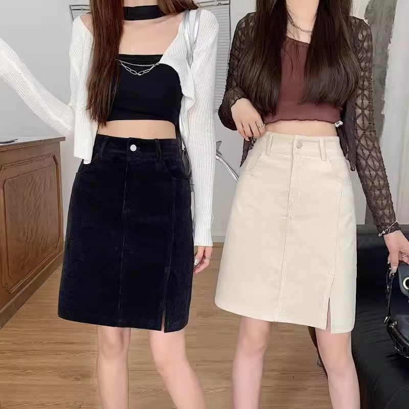Elara Corduroy A Line Midi Skirt
