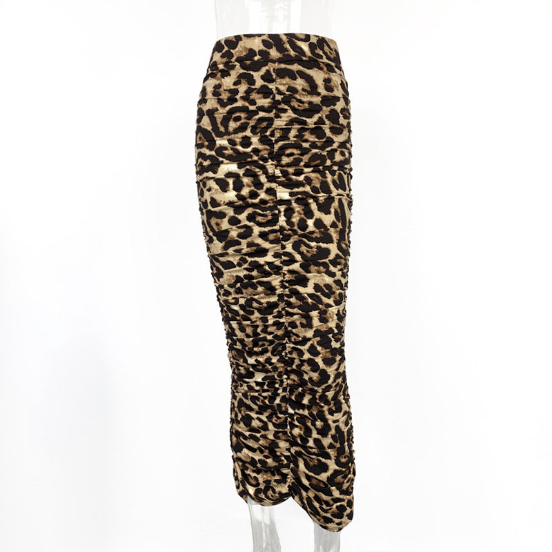 Sienna Animal Print Pleated Midi Skirt
