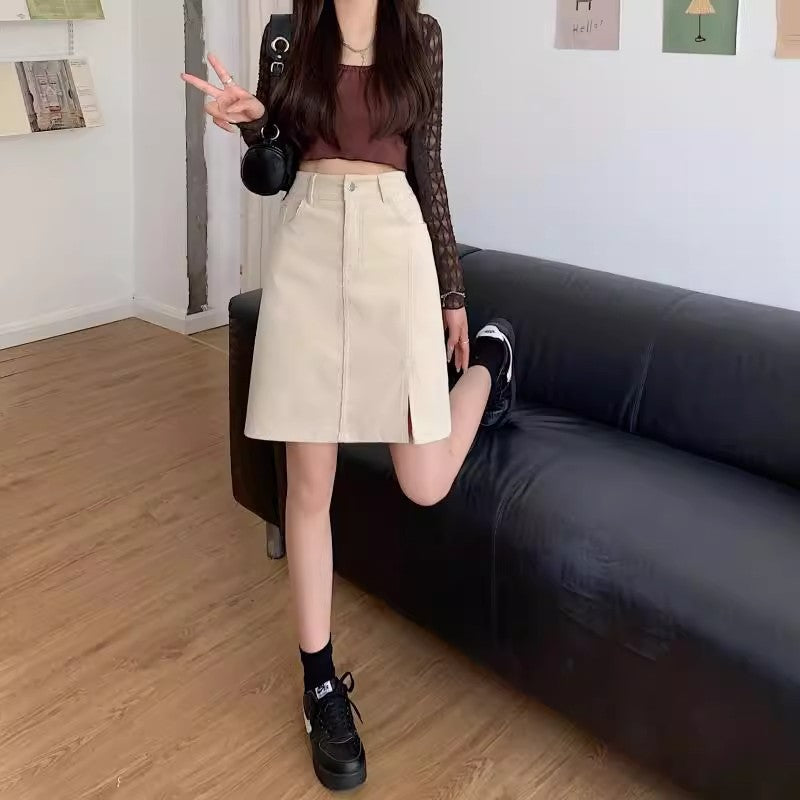 Elara Corduroy A Line Midi Skirt