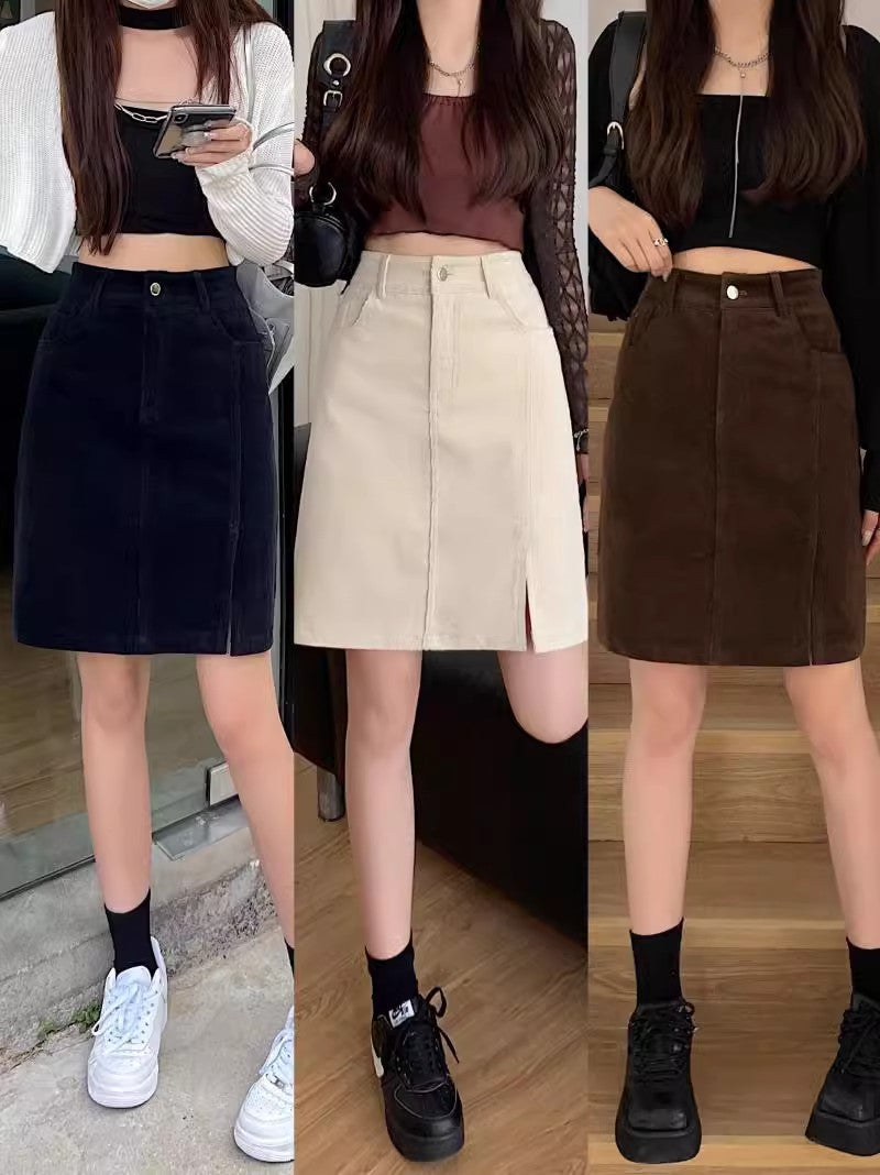 Elara Corduroy A Line Midi Skirt