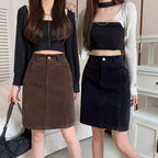 Elara Corduroy A Line Midi Skirt