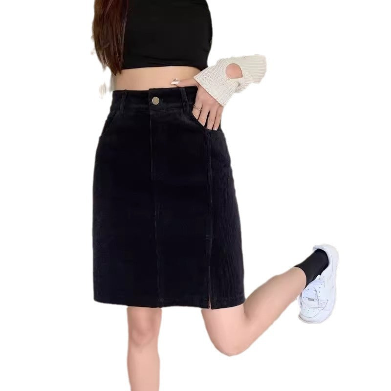 Elara Corduroy A Line Midi Skirt