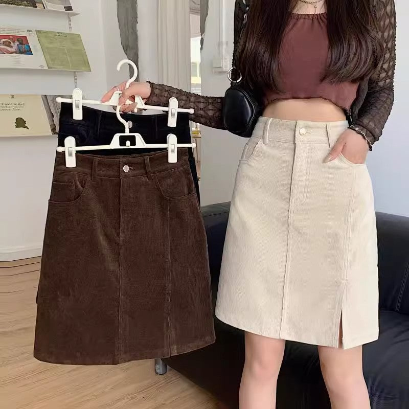 Elara Corduroy A Line Midi Skirt