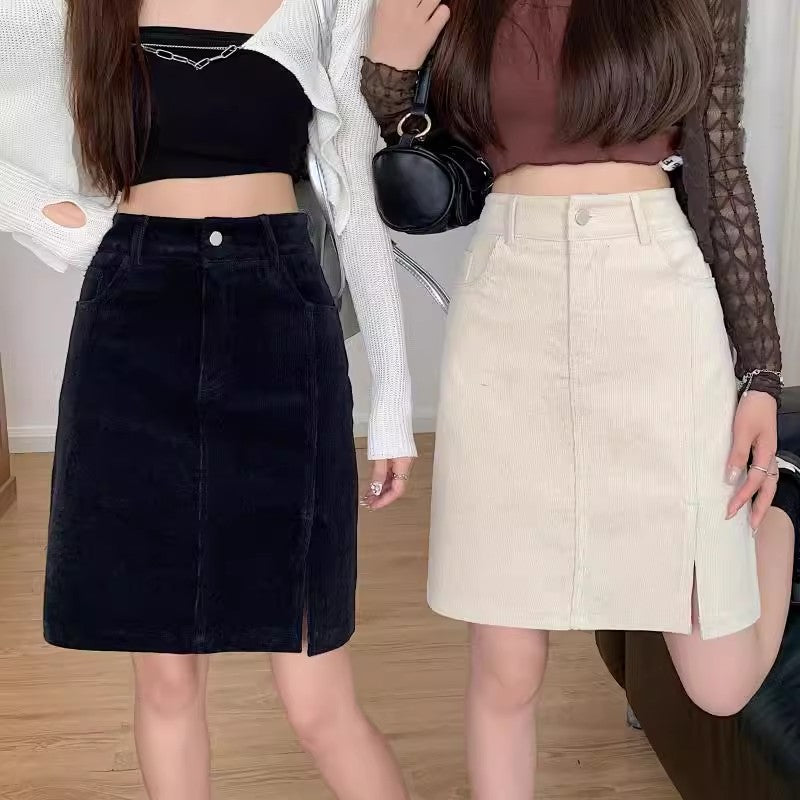 Elara Corduroy A Line Midi Skirt