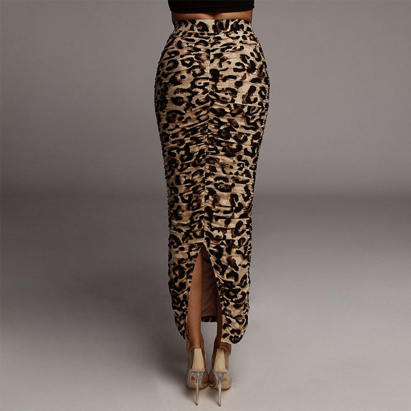 Sienna Animal Print Pleated Midi Skirt