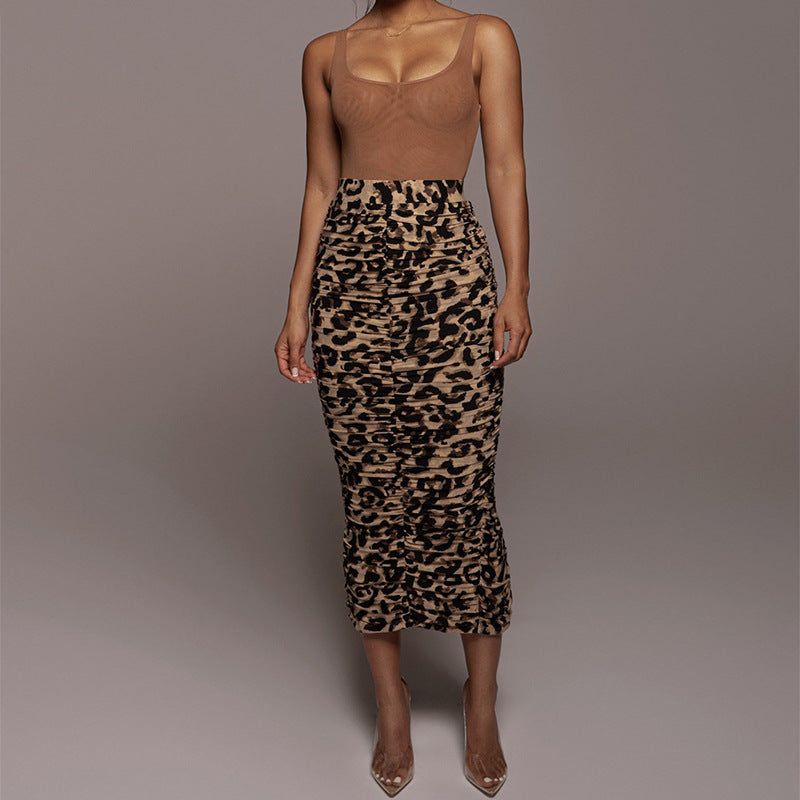 Sienna Animal Print Pleated Midi Skirt