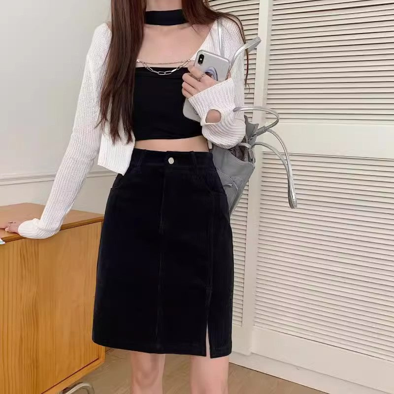 Elara Corduroy A Line Midi Skirt