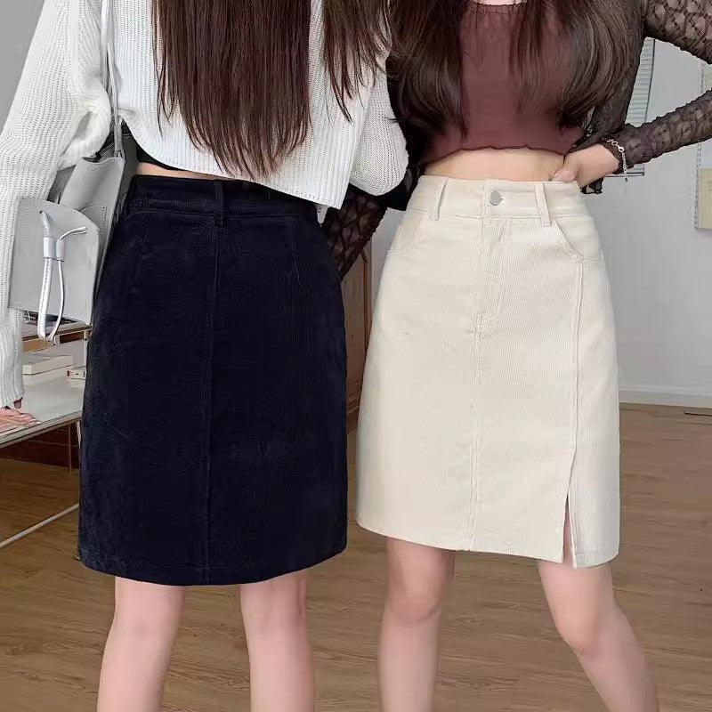 Elara Corduroy A Line Midi Skirt