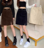 Elara Corduroy A Line Midi Skirt