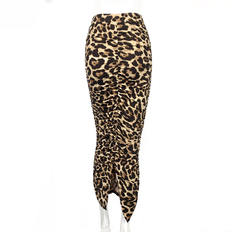 Sienna Animal Print Pleated Midi Skirt