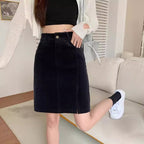 Elara Corduroy A Line Midi Skirt