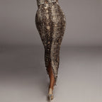 Sienna Animal Print Pleated Midi Skirt