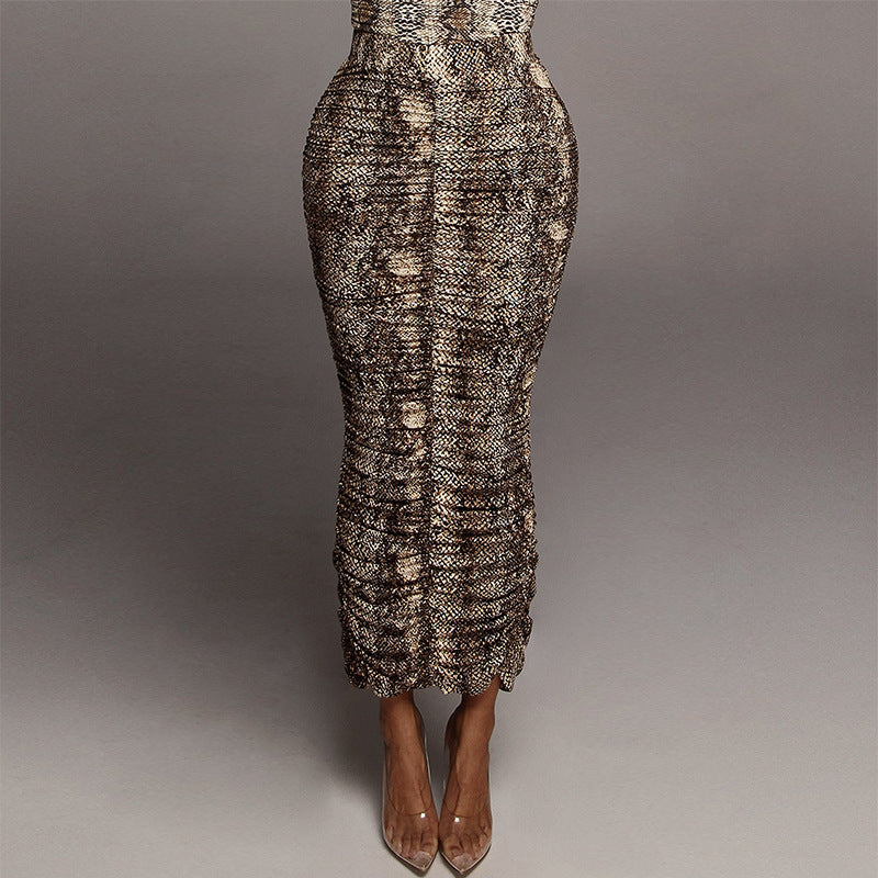 Sienna Animal Print Pleated Midi Skirt
