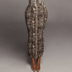 Sienna Animal Print Pleated Midi Skirt