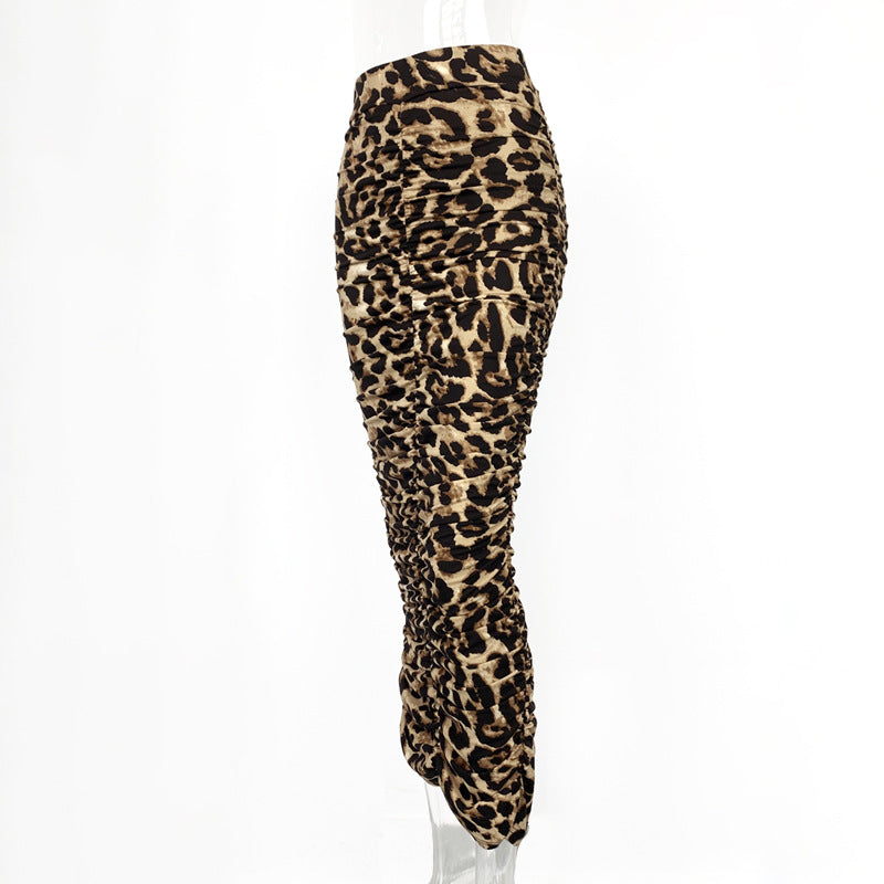 Sienna Animal Print Pleated Midi Skirt