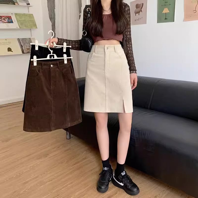 Elara Corduroy A Line Midi Skirt