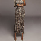 Sienna Animal Print Pleated Midi Skirt