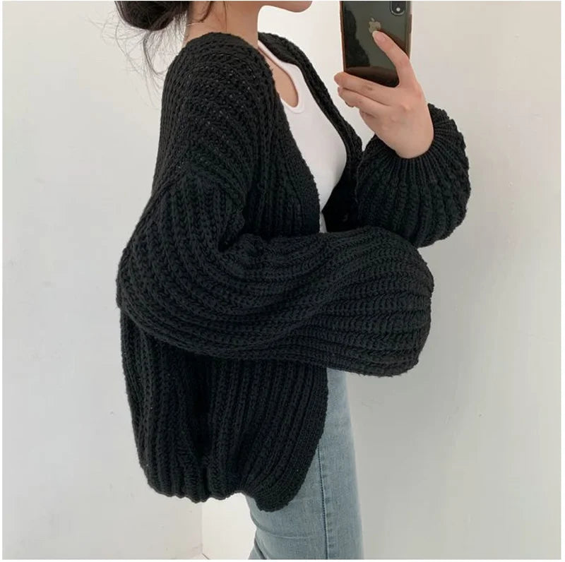 Arden Lantern Sleeve Knit Cardigan