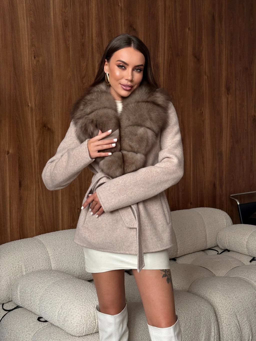 WOLZI Marielle Faux Fur Belted Coat - product image 27