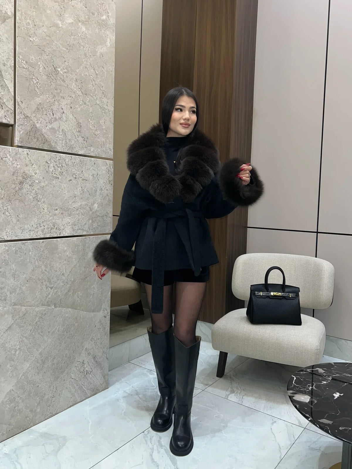WOLZI Marielle Faux Fur Belted Coat - product image 37