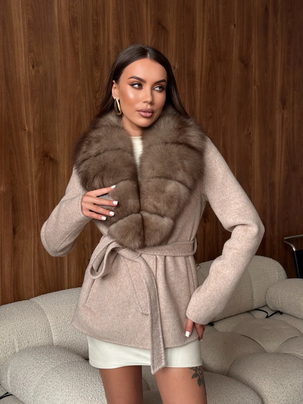 WOLZI Marielle Faux Fur Belted Coat - product image 26