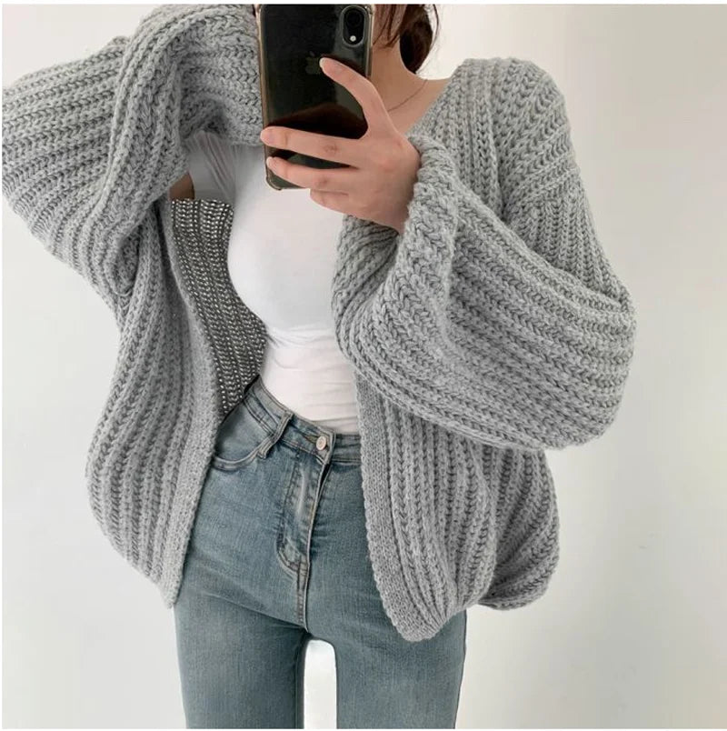 Arden Lantern Sleeve Knit Cardigan