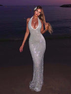 WOLZI Aurelia Sequin Halter Maxi Dress - product image 1
