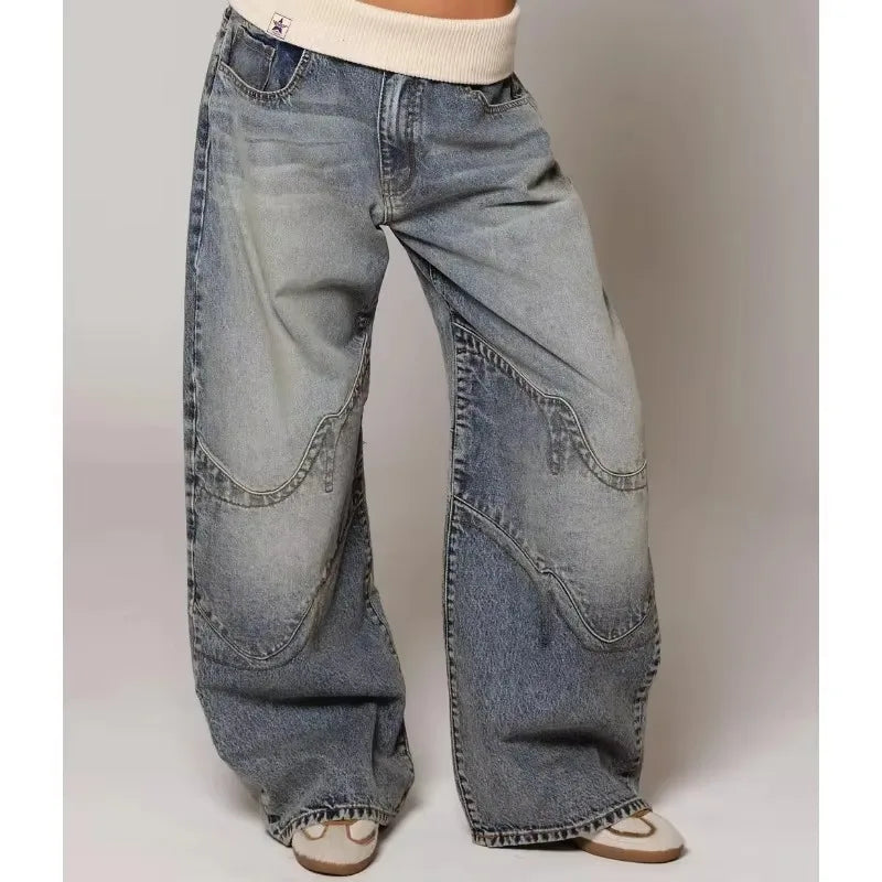 Washed Vintage Blue Denim Jeans