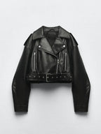 WOLZI Raven Belted Faux Leather Jacket - product image 1