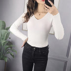 Avery Ribbed V Neck Knit Sweater