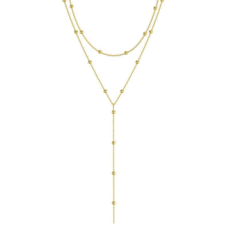 Solara Tassel Layered Necklace in gold by WOLZI