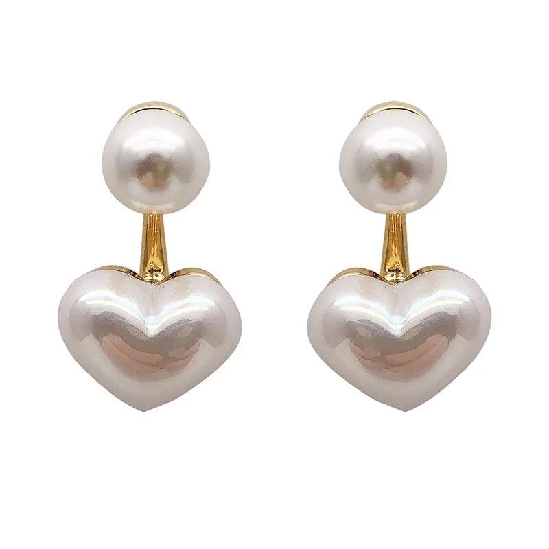 WOLZI Amelie heart-shaped pearl earrings with gold-tone accents