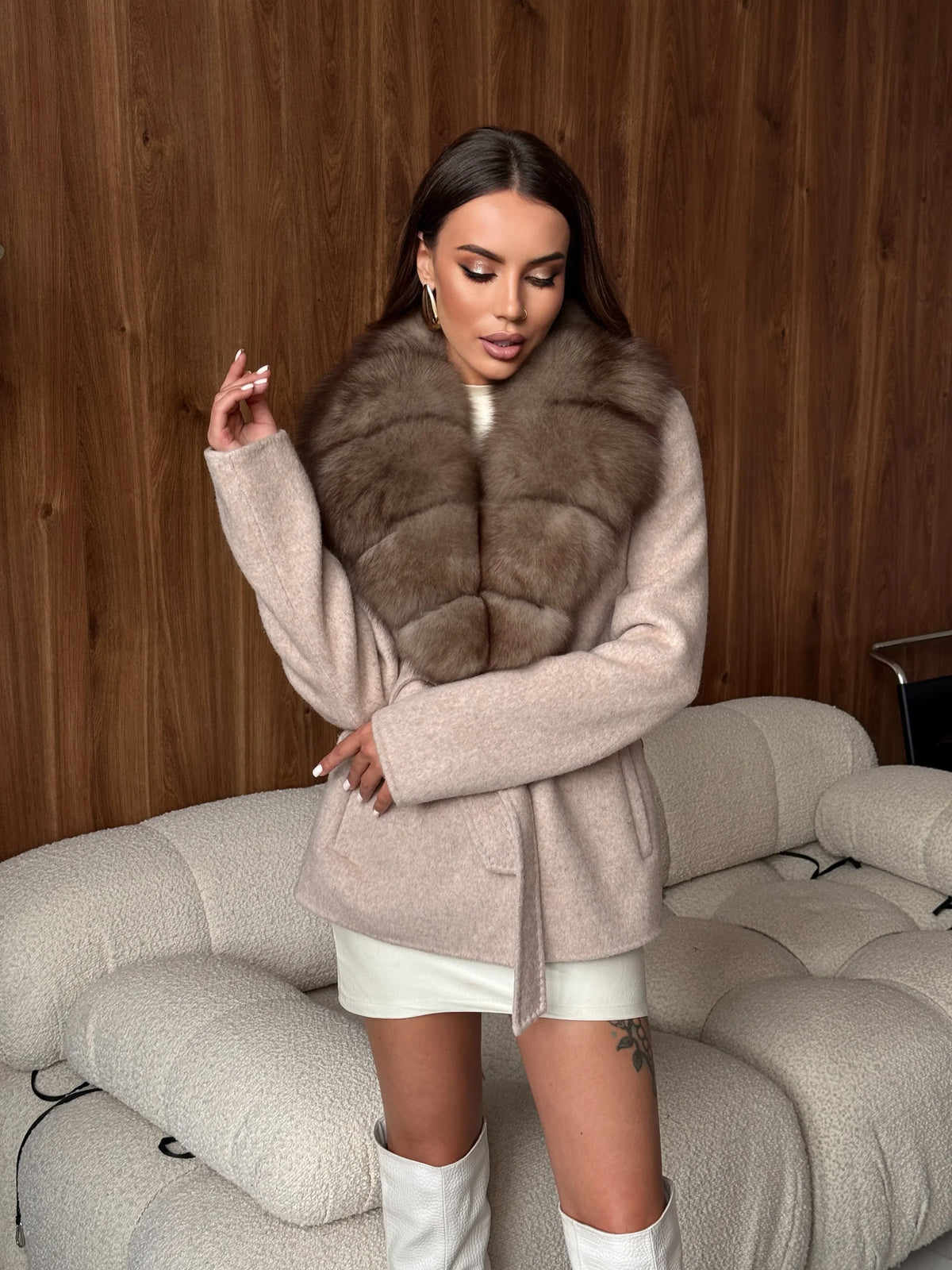 WOLZI Marielle Faux Fur Belted Coat - product image 28