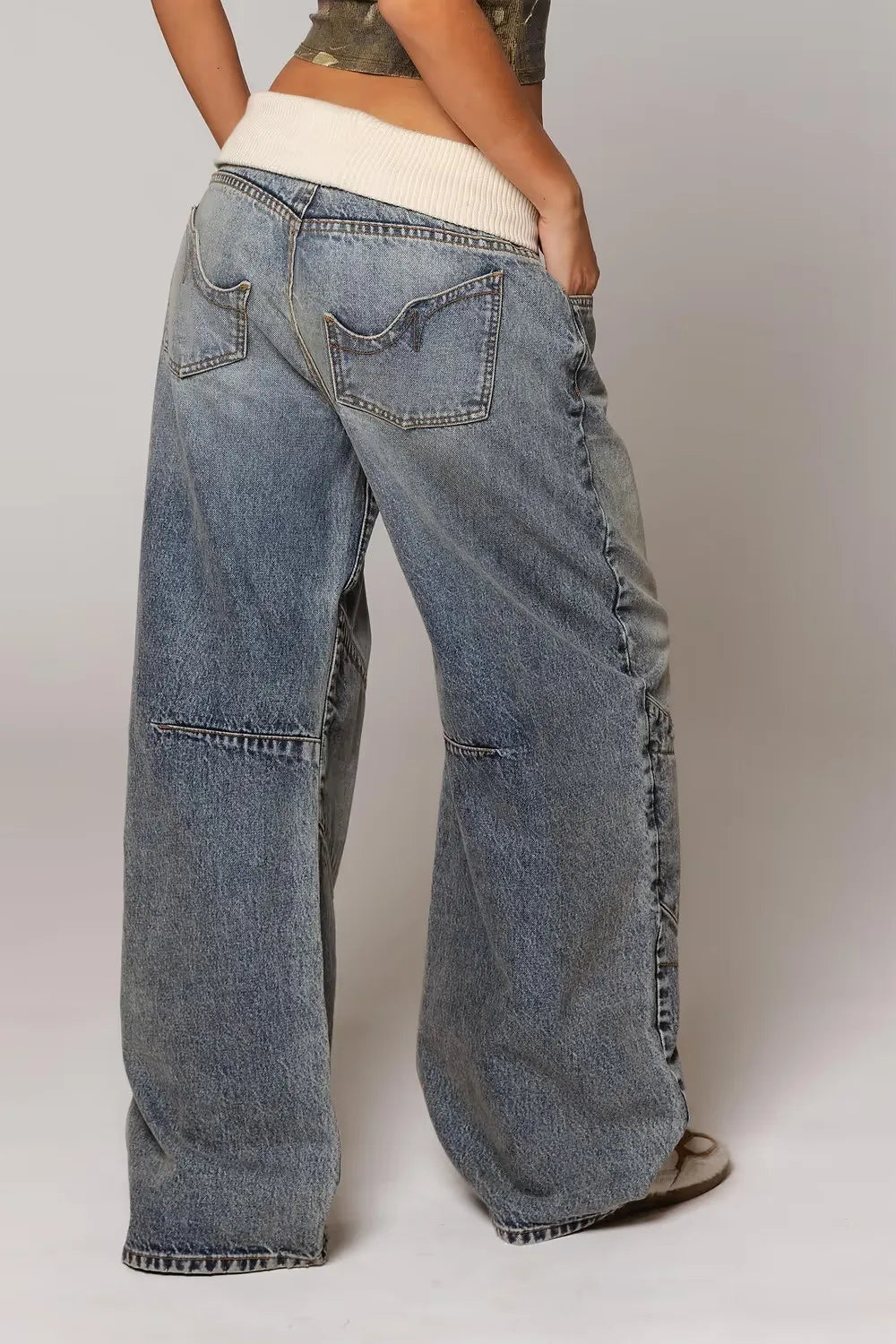 Washed Vintage Blue Denim Jeans