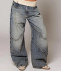 Washed Vintage Blue Denim Jeans
