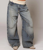 Washed Vintage Blue Denim Jeans