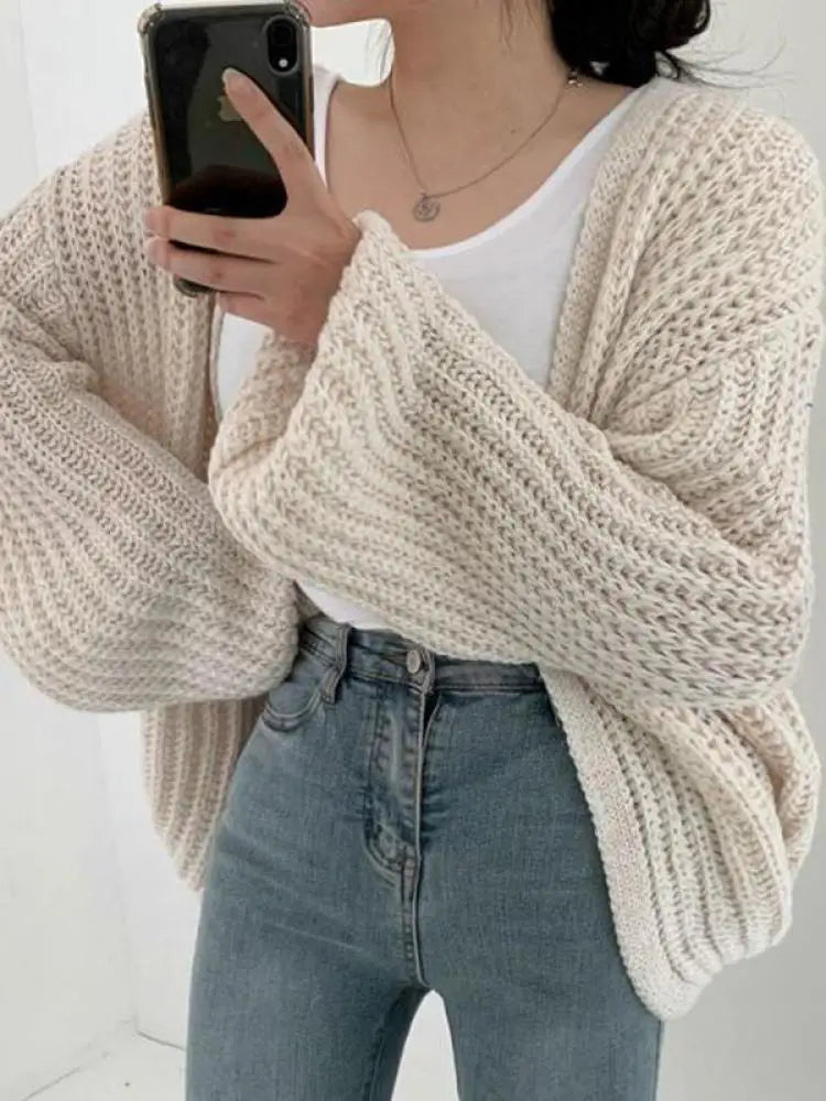 Arden Lantern Sleeve Knit Cardigan