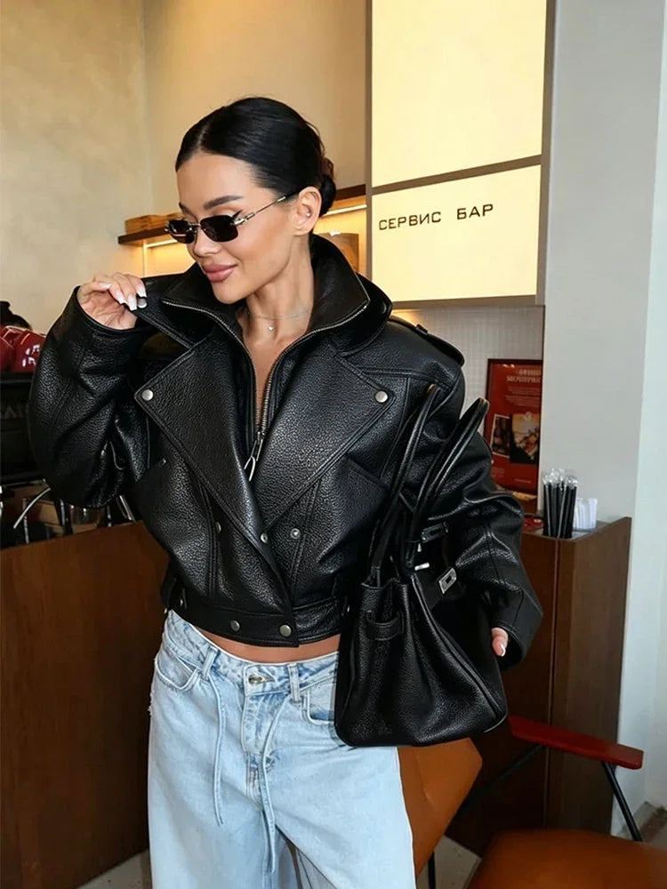 WOLZI Sloane Cropped Faux Leather Jacket - product image 1