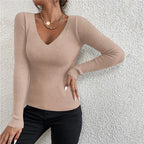 Avery Ribbed V Neck Knit Sweater